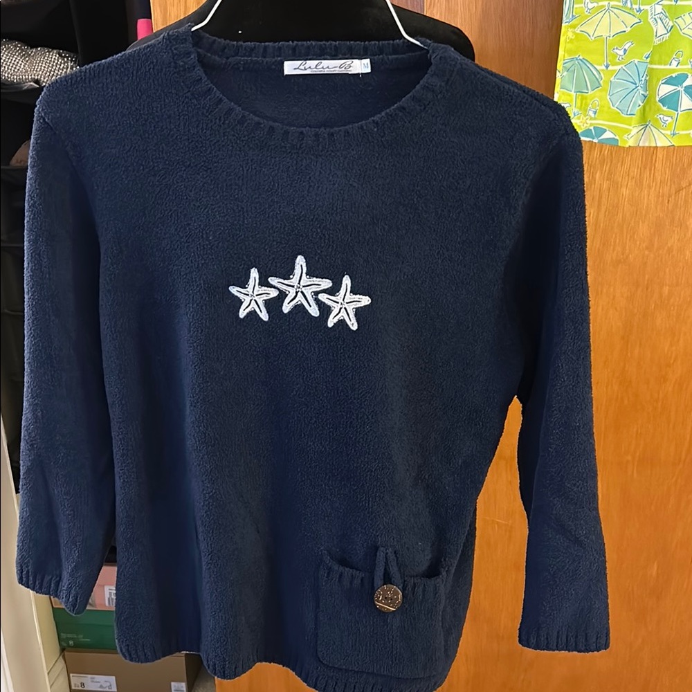 Lulu B Midnight Blue Sweater- so comfy. Perfect for beach or cool summer nights.